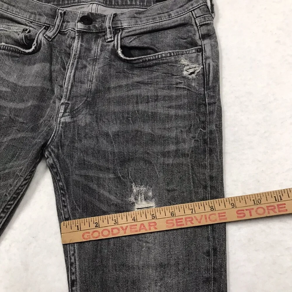 ALL SAINTS Raveline Cigarette Jean Men 30x32 Gray Distress Taper Stretch Denim